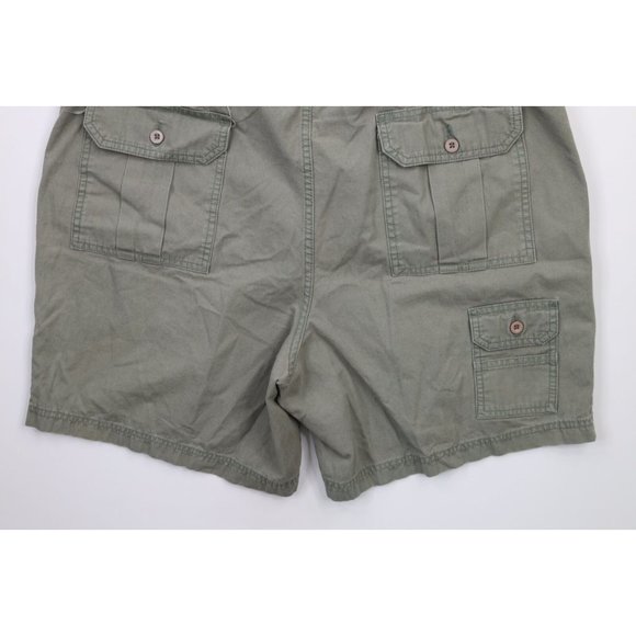 Vintage 90s Streetwear Mens Size 42 Faded Above Knee Cargo Shorts Green Cotton - Picture 9 of 9